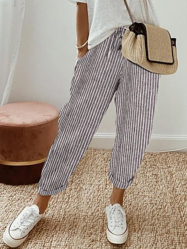 Elowyn | Relaxed Fit Linen Drawstring Trousers