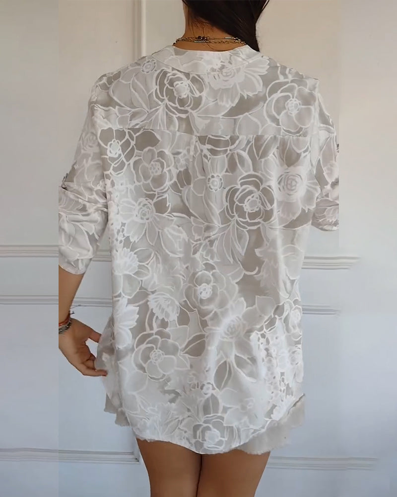 Rowella | Floral Print V Neck Short Sleeve Blouse