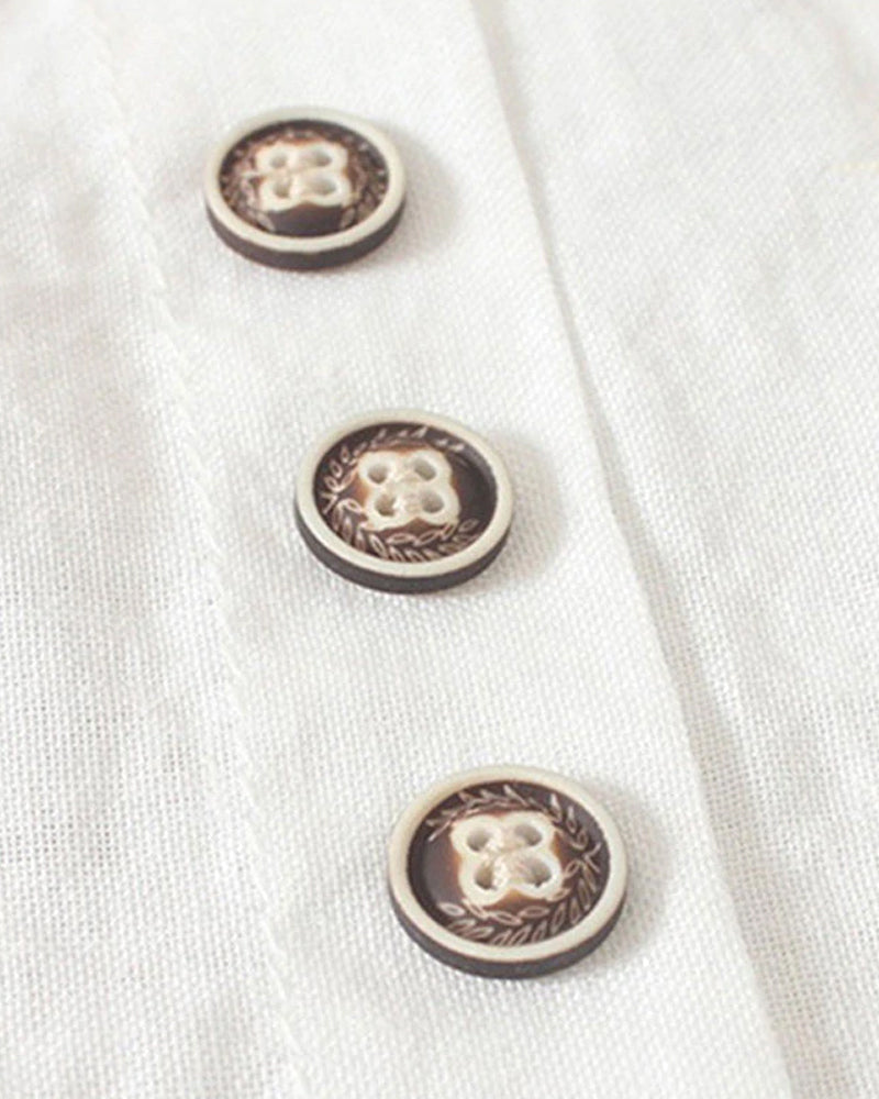 Beatrice | Women's Linen Button Detail Short Sleeve Blouse
