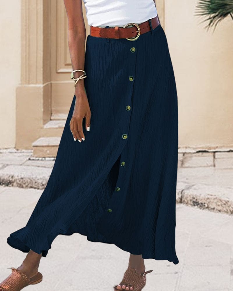 Brielle | Button-Down Crinkle Maxi Skirt