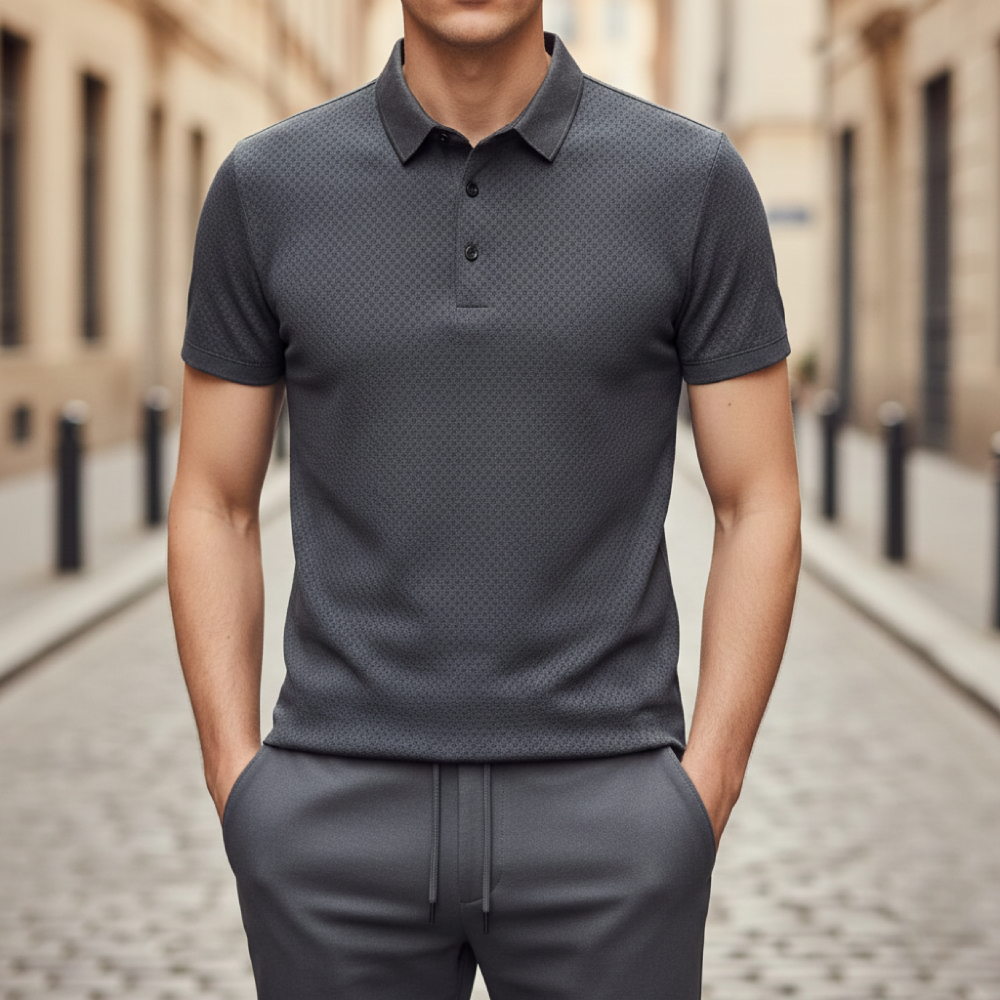 Adrian | Men's Textured Knit Short Sleeve Polo Shirt