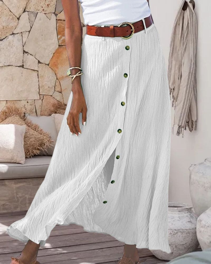 Brielle | Button-Down Crinkle Maxi Skirt
