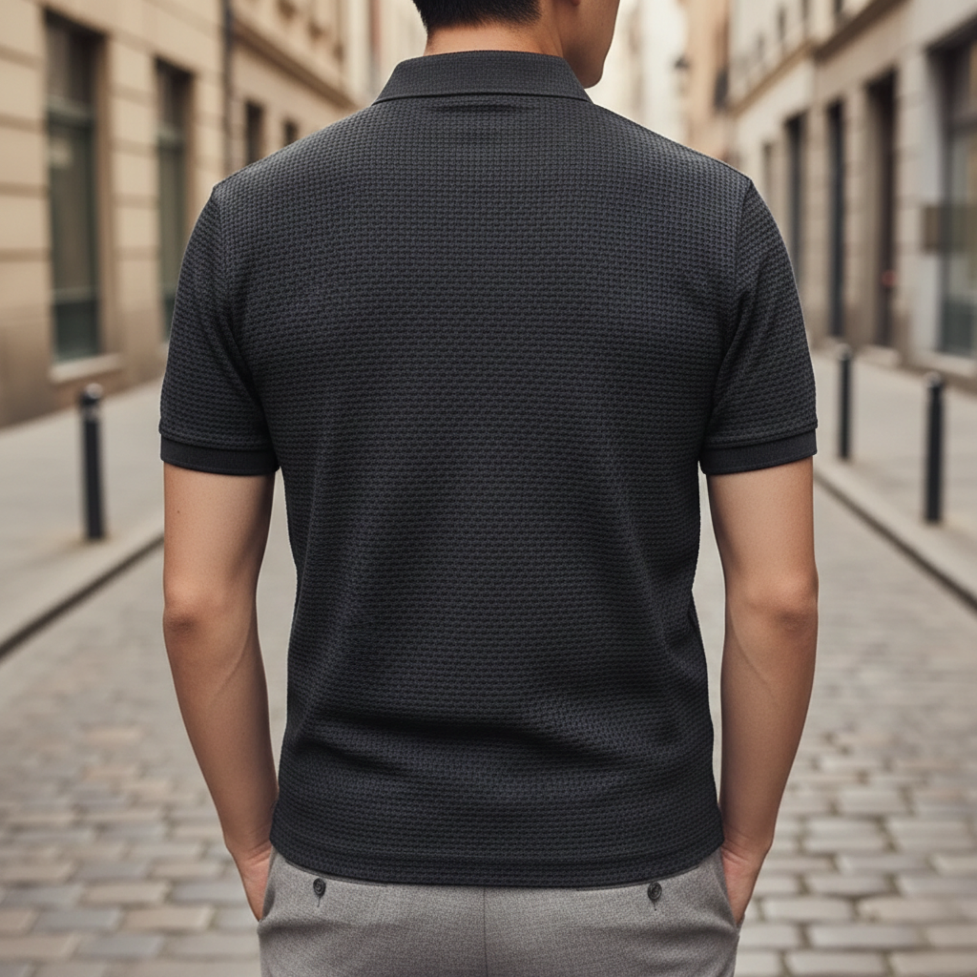Adrian | Men's Textured Knit Short Sleeve Polo Shirt