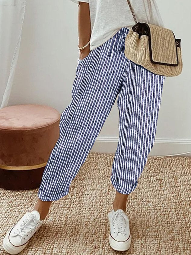Elowyn | Relaxed Fit Linen Drawstring Trousers