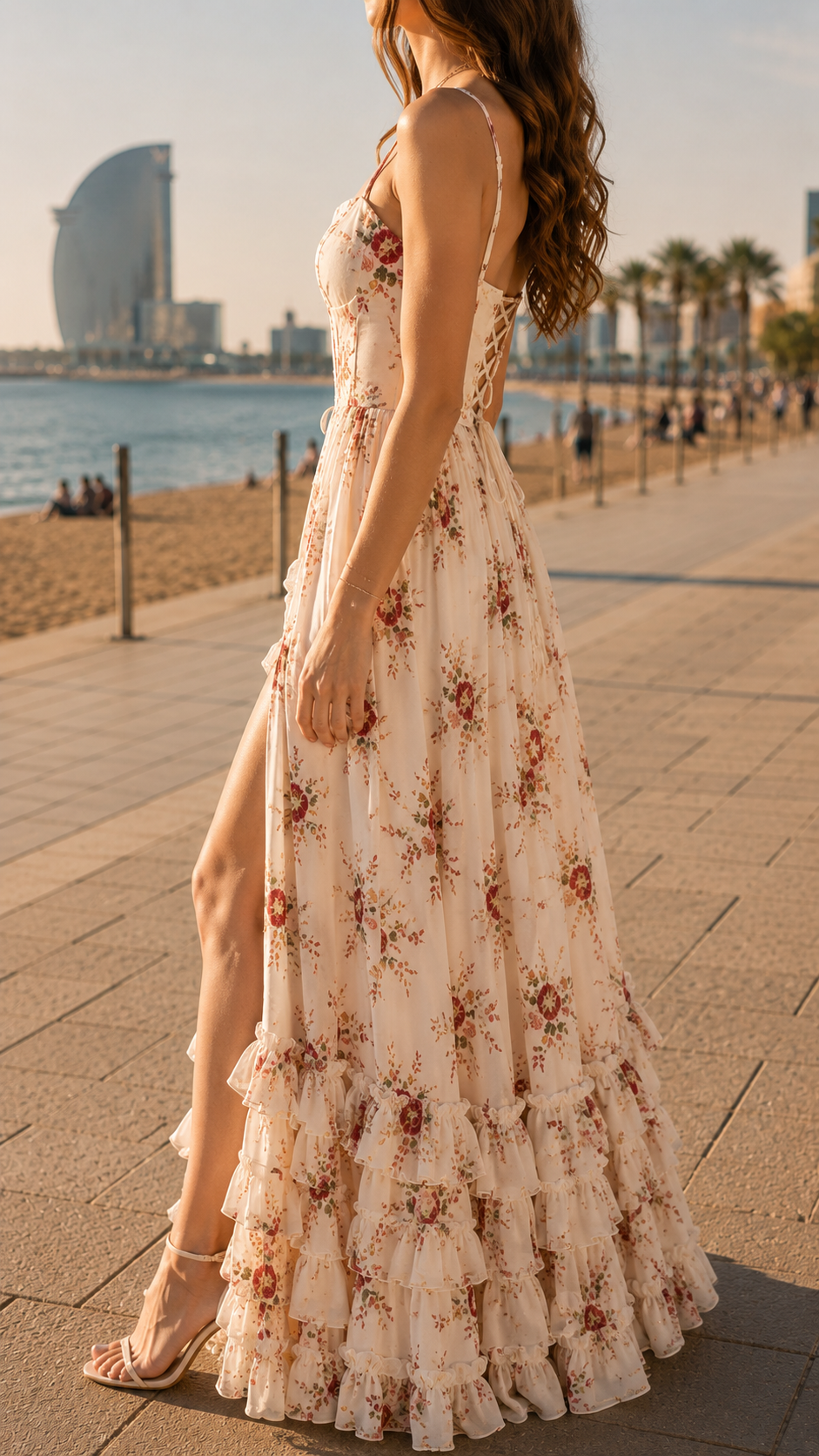 Isabella | Floral Corset Maxi Dress with Side Slit