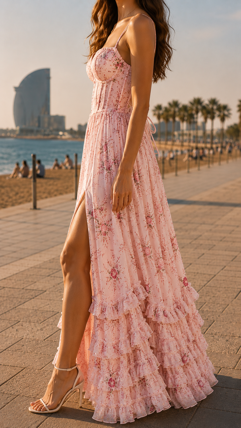 Isabella | Floral Corset Maxi Dress with Side Slit