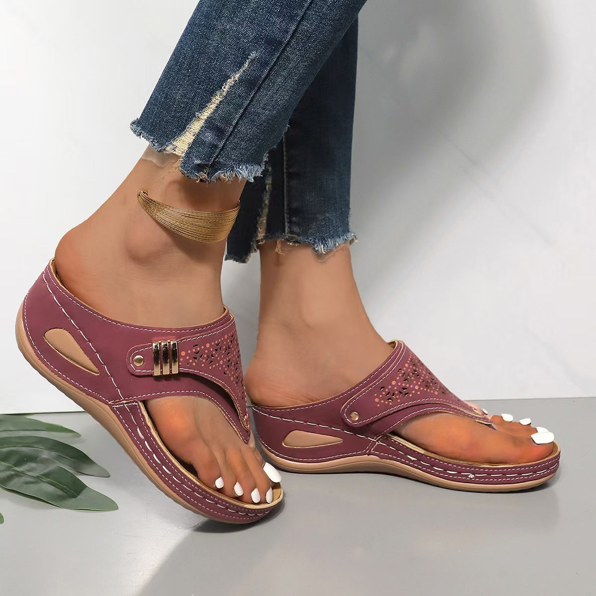 Marisol | Women's Comfort Wedge Flip Flop Sandals