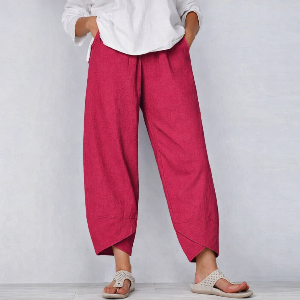 Sorella | Relaxed Fit Linen Wide Leg Cropped Trousers