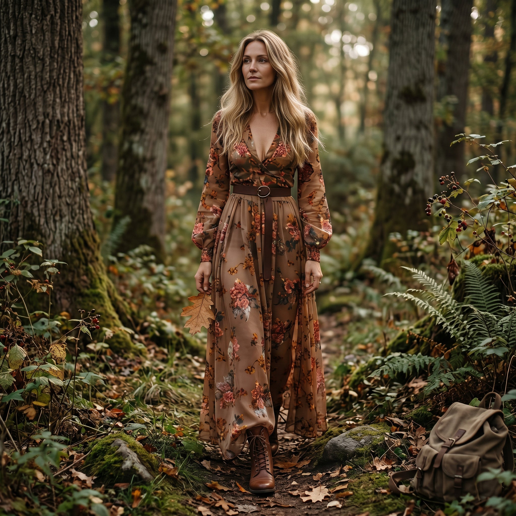Maria | Boho Embroidered Tiered Long Sleeve Belted Maxi Dress