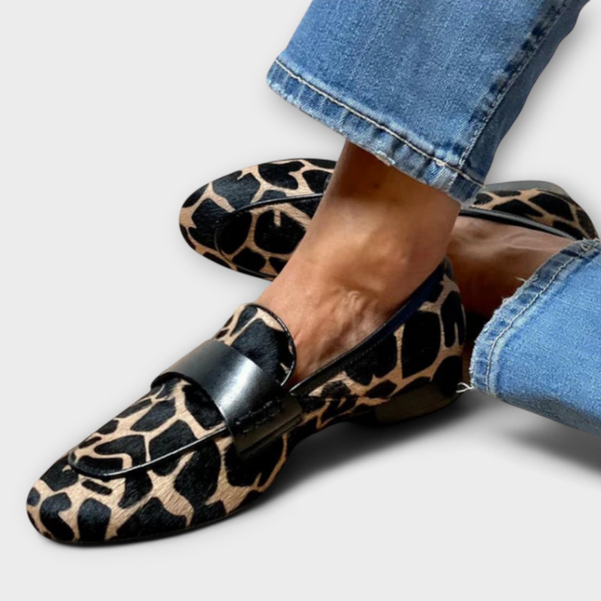 Zafira | Women's Animal Print Metal Bar Slip On Loafers