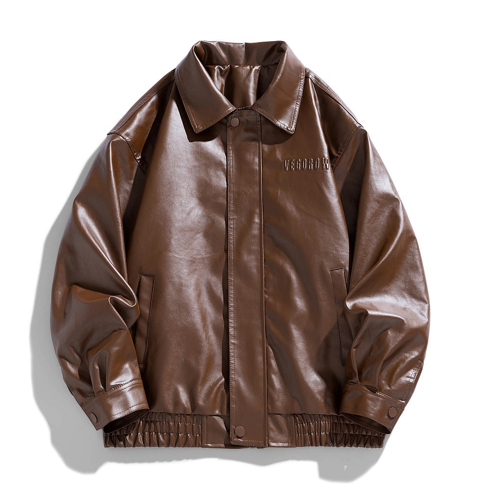 Mason | Men's Leather Zip Up Collared Bomber Jacket