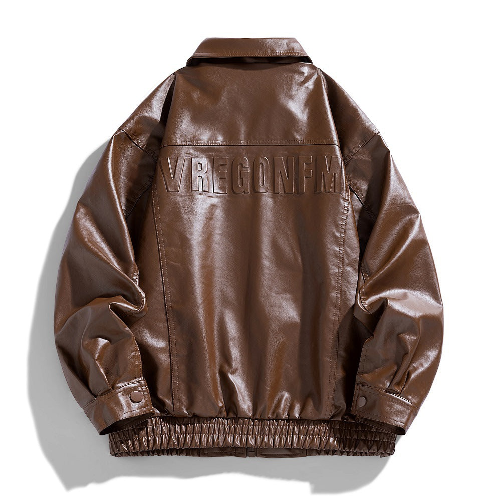 Mason | Men's Leather Zip Up Collared Bomber Jacket
