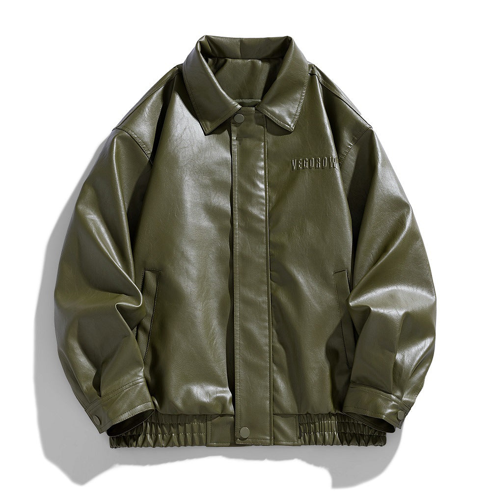 Mason | Men's Leather Zip Up Collared Bomber Jacket