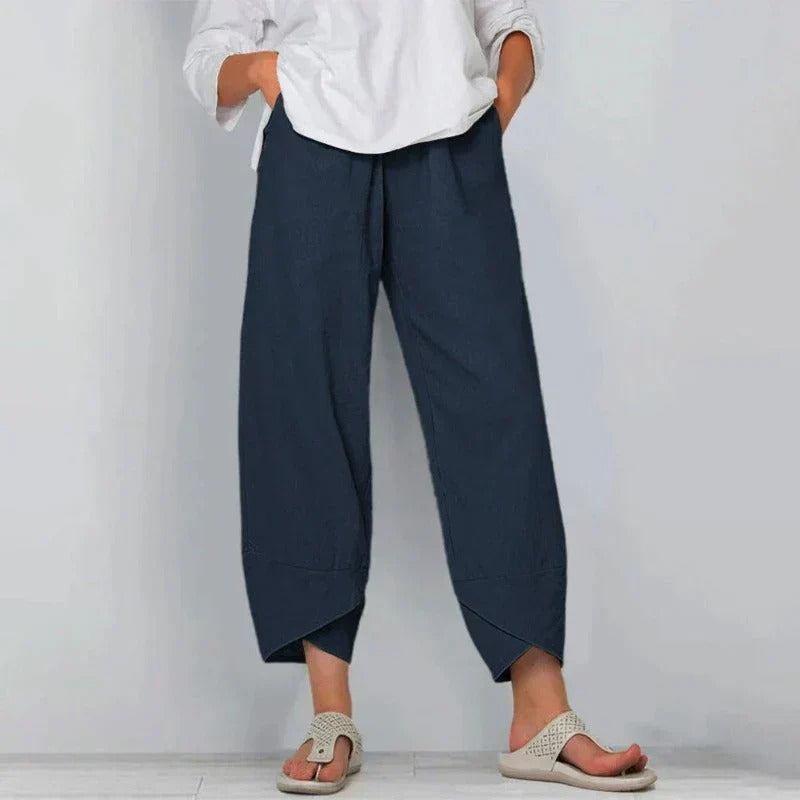 Sorella | Relaxed Fit Linen Wide Leg Cropped Trousers