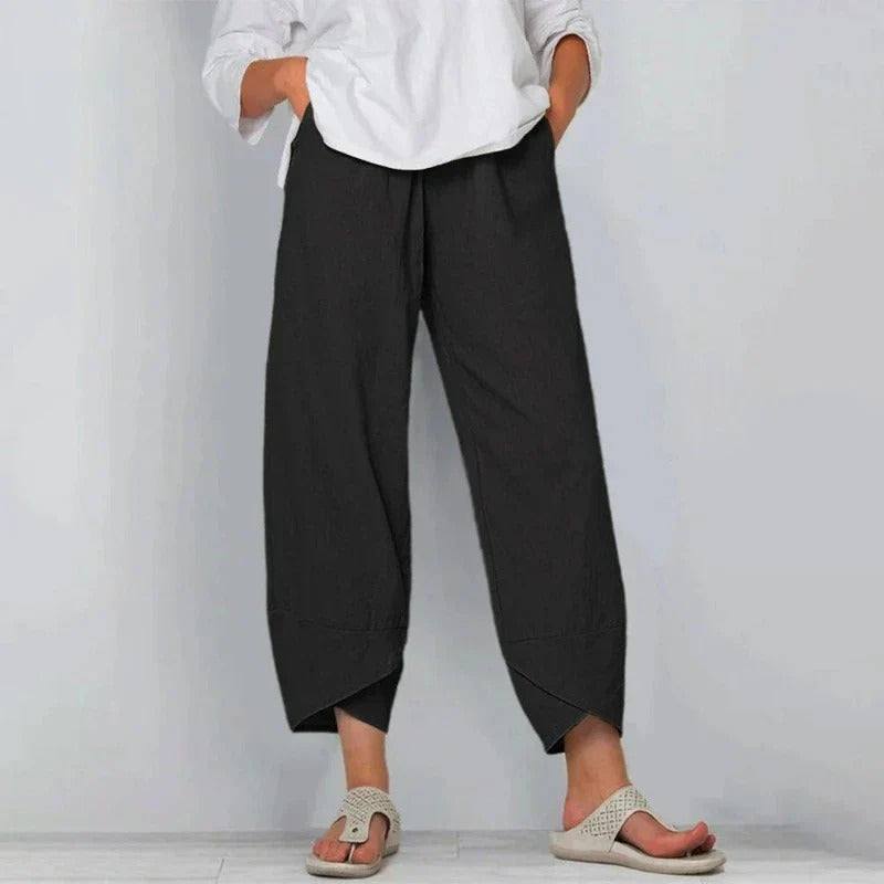 Sorella | Relaxed Fit Linen Wide Leg Cropped Trousers