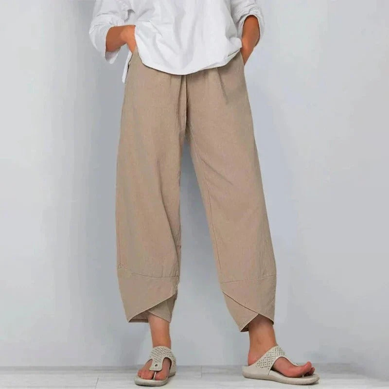 Sorella | Relaxed Fit Linen Wide Leg Cropped Trousers