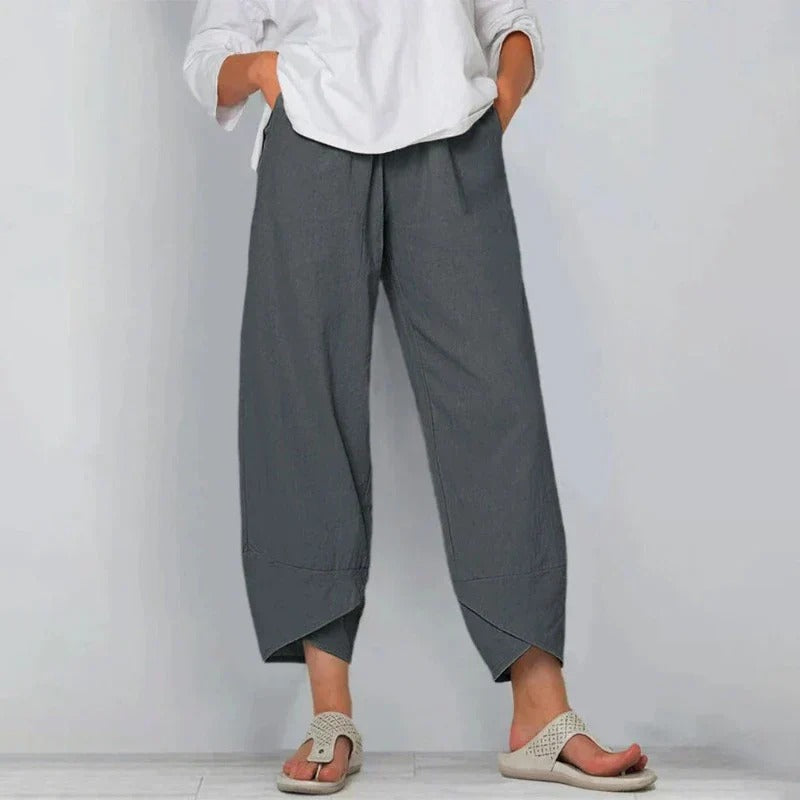 Sorella | Relaxed Fit Linen Wide Leg Cropped Trousers