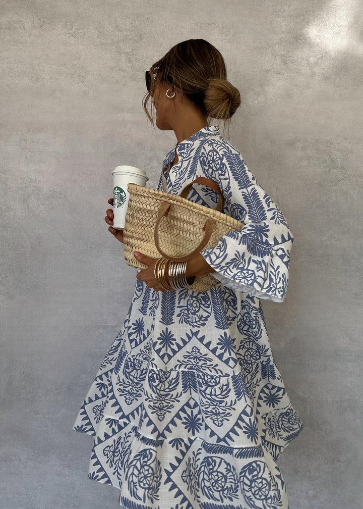 Maelle | Boho Floral Print V Neck Beach Kaftan Maxi Dress