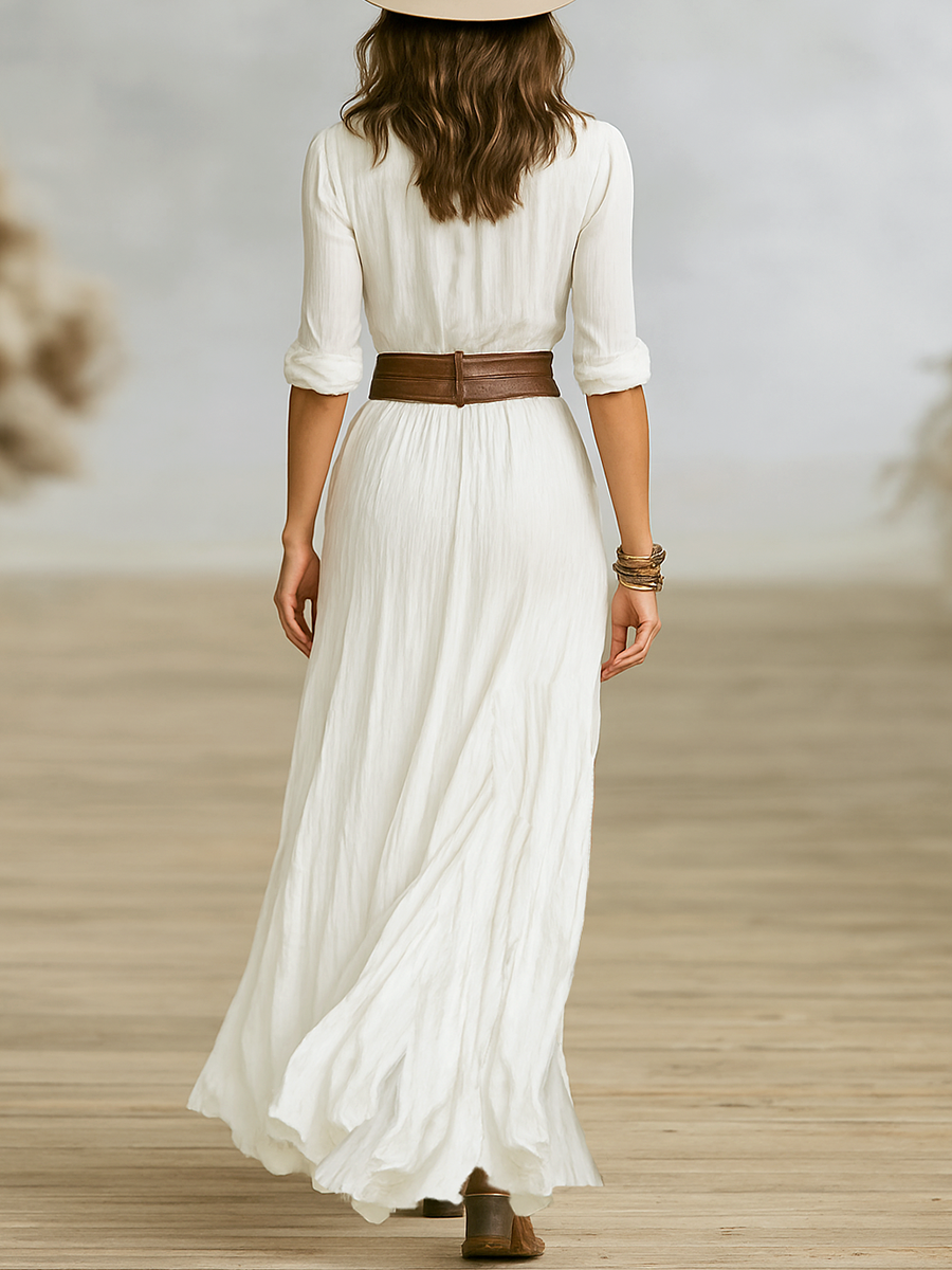 Daisy | Western Button Down Long Sleeve Maxi Dress