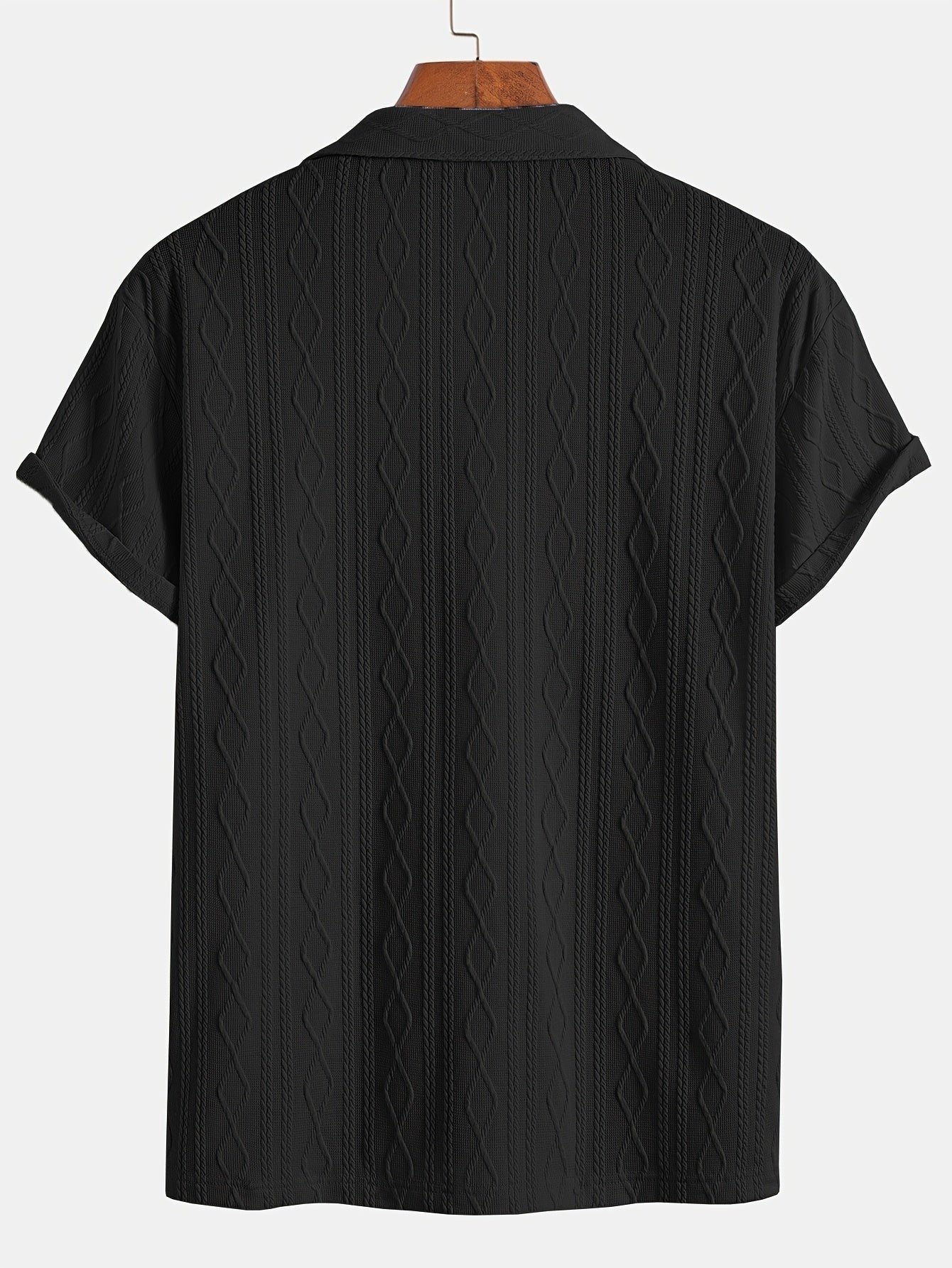 Marlon | Men's Cable Knit Short Sleeve Button Up Shirt