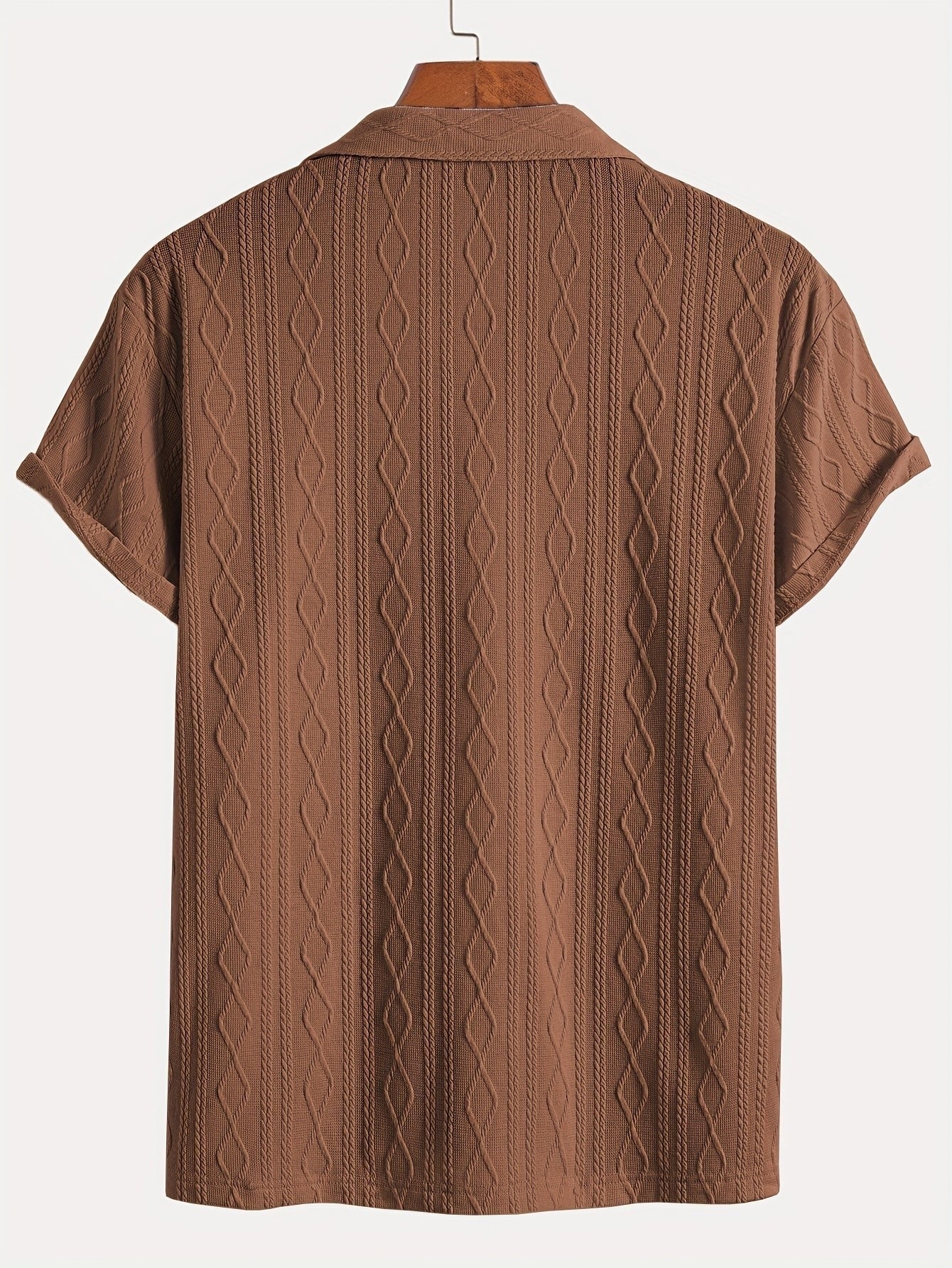 Marlon | Men's Cable Knit Short Sleeve Button Up Shirt