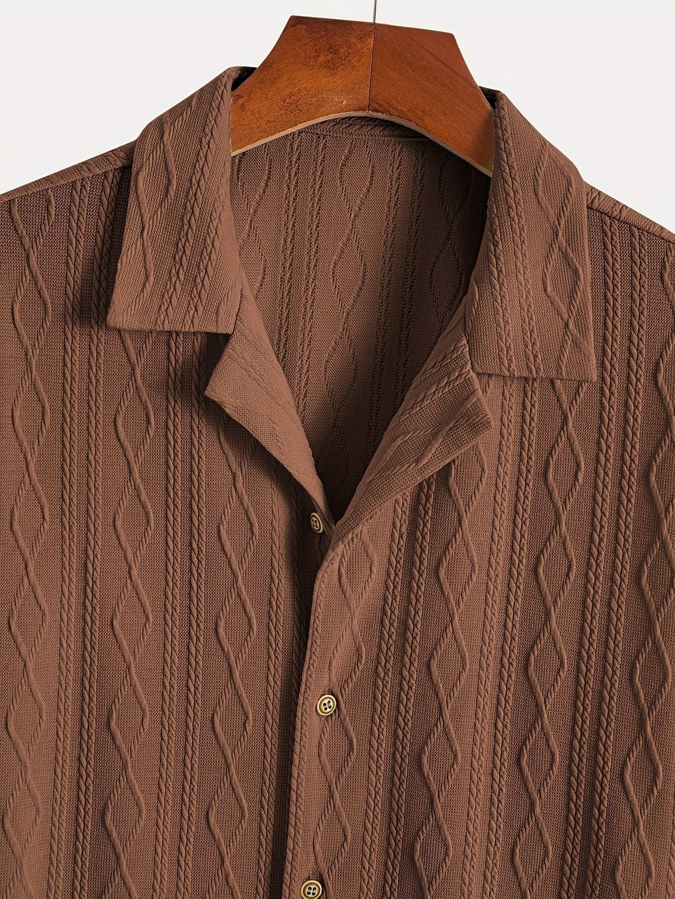 Marlon | Men's Cable Knit Short Sleeve Button Up Shirt