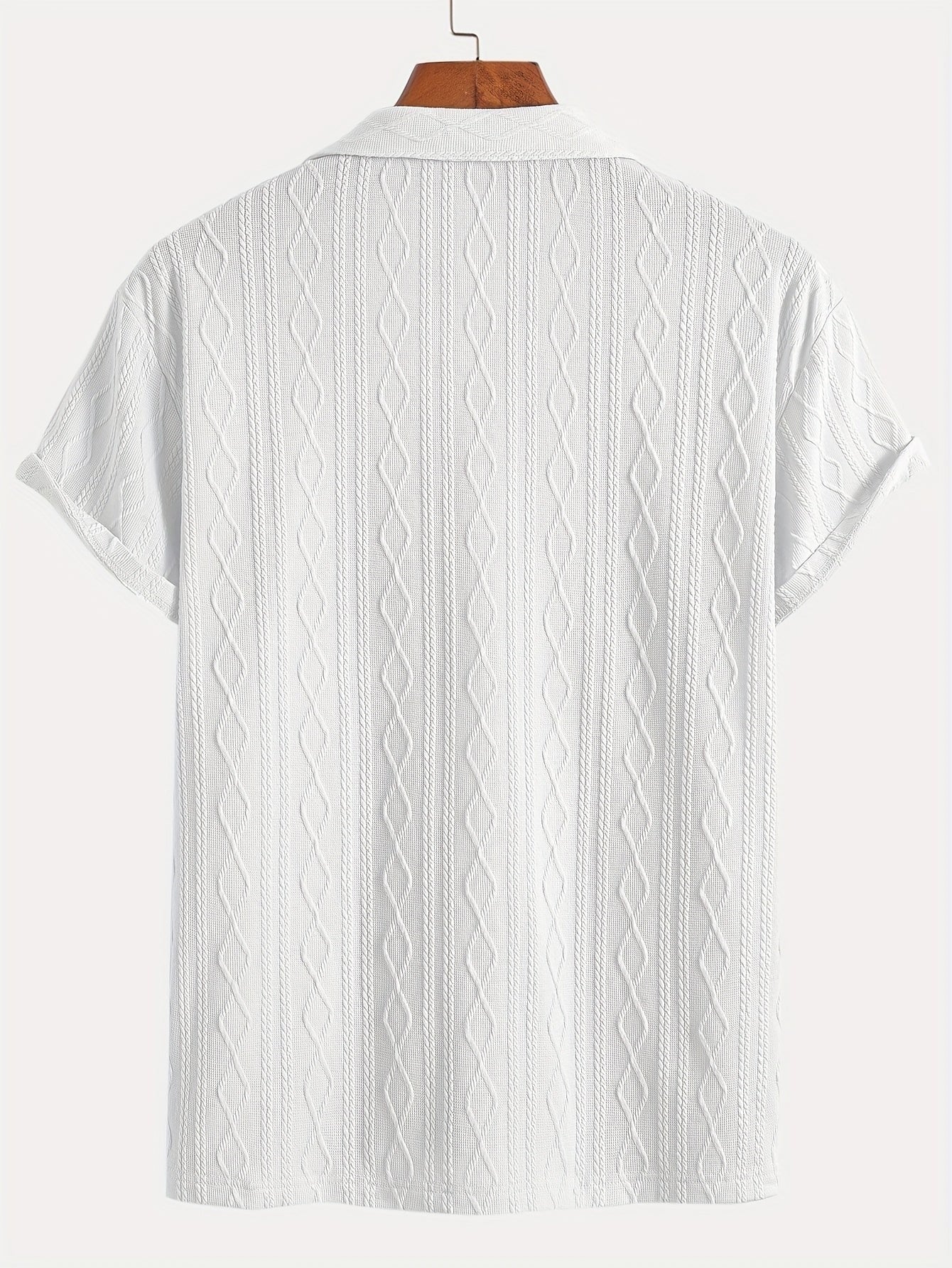 Marlon | Men's Cable Knit Short Sleeve Button Up Shirt