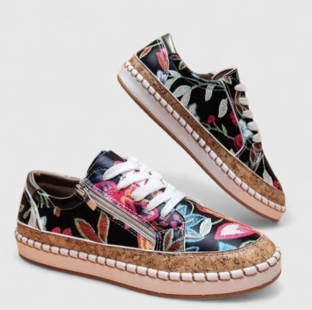 Virelle | Women's Floral Print Platform Lace Up Sneakers