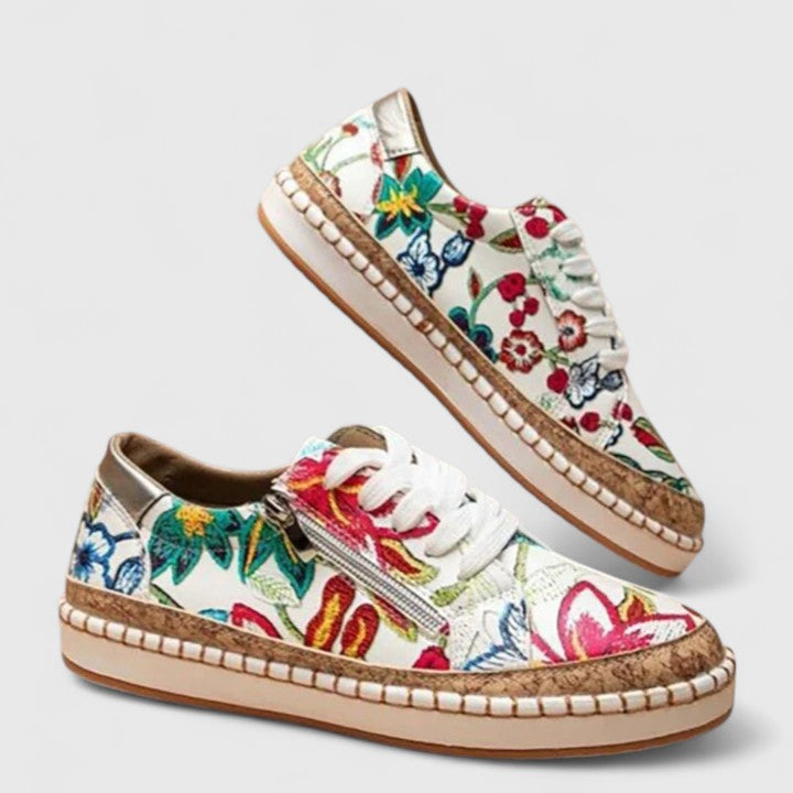 Virelle | Women's Floral Print Platform Lace Up Sneakers