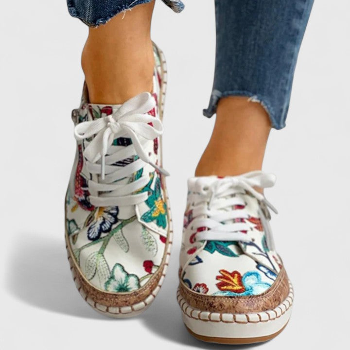 Virelle | Women's Floral Print Platform Lace Up Sneakers