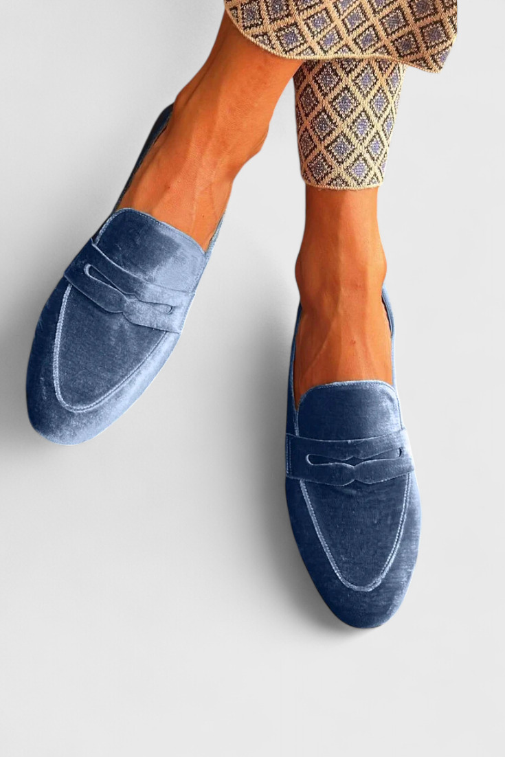 Celestia | Women's Velvet Penny Slip On Loafers