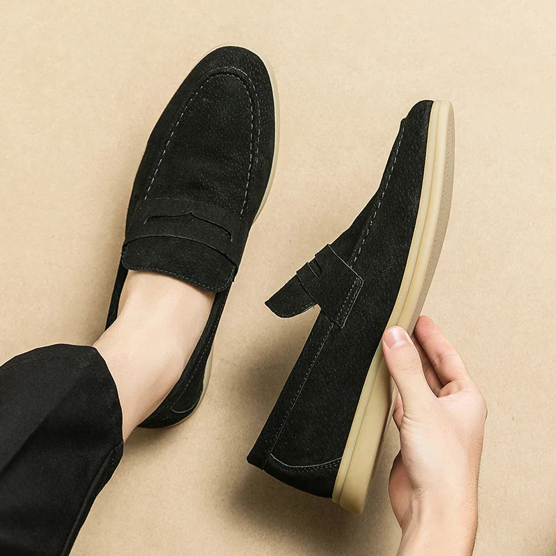 Theo | Men's Suede Penny Slip On Loafers