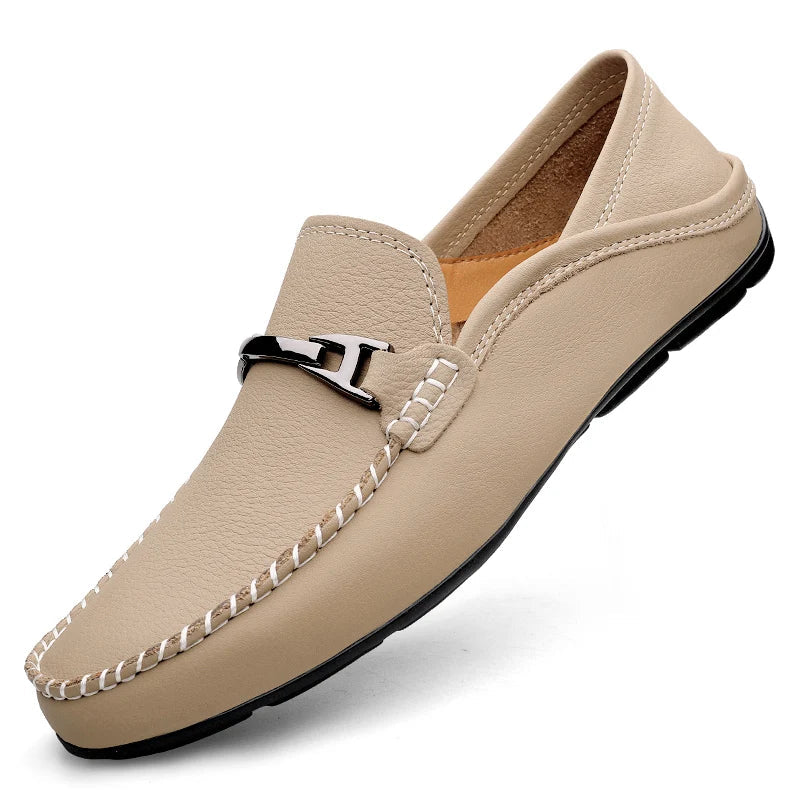 Marco | Men's Leather Metal Buckle Slip On Loafers