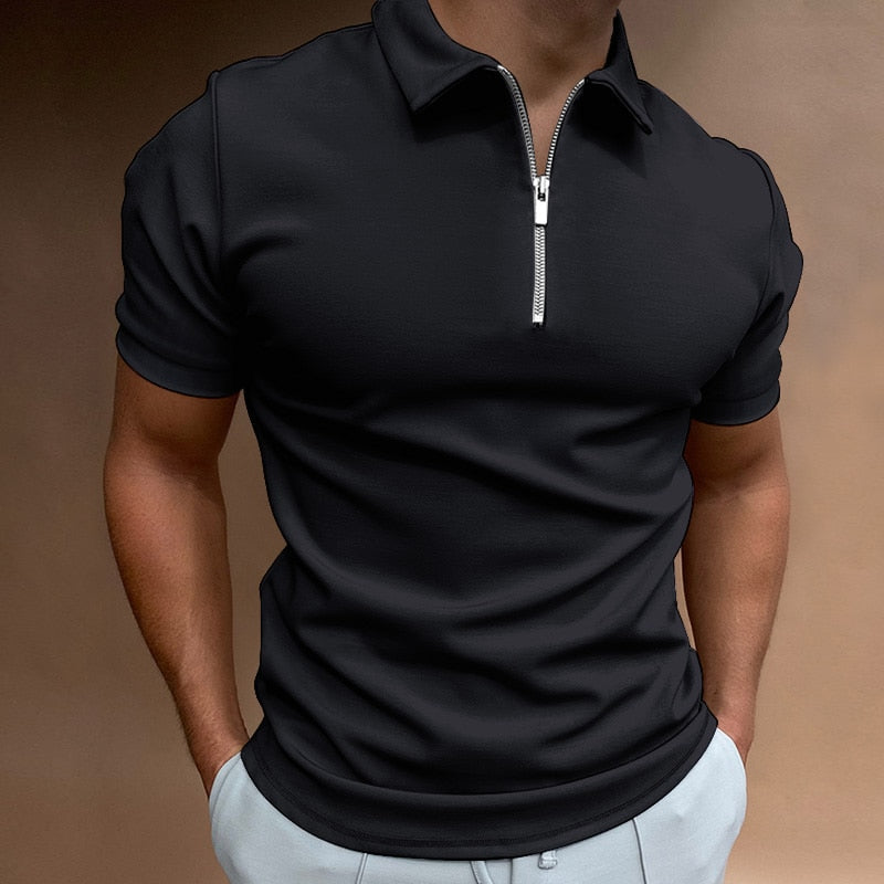 Marcus | Men's Short Sleeve Quarter Zip Polo Shirt