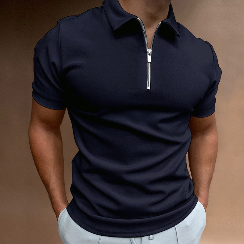 Marcus | Men's Short Sleeve Quarter Zip Polo Shirt