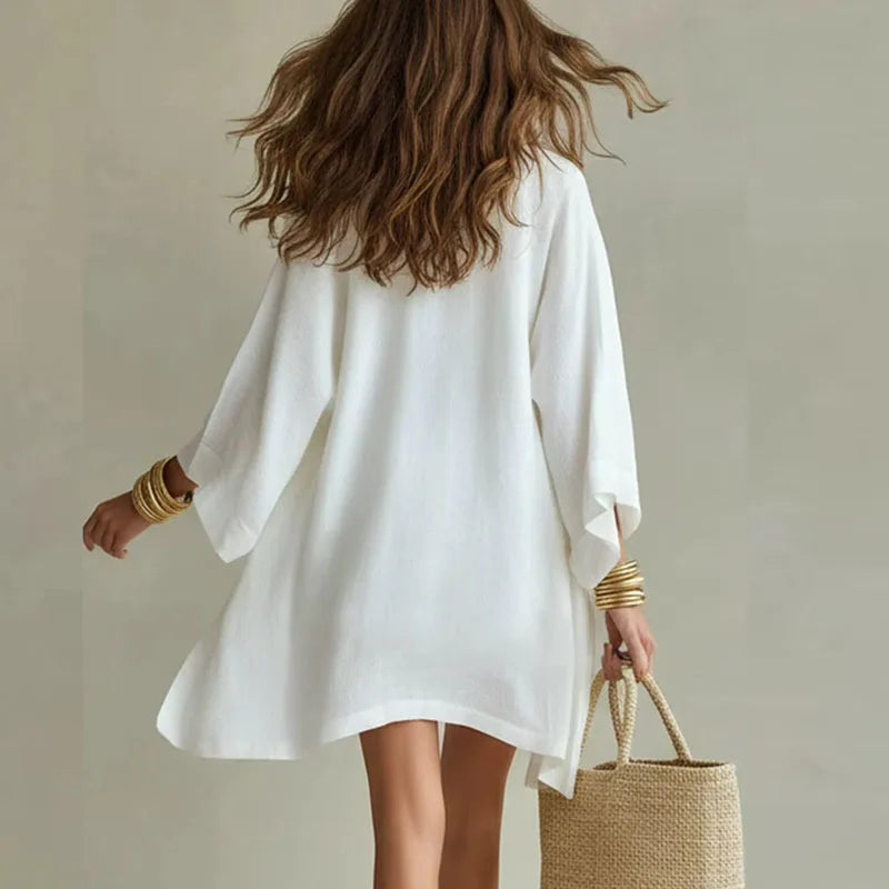 Serena | Linen Three-Piece Cardigan & Shorts Set