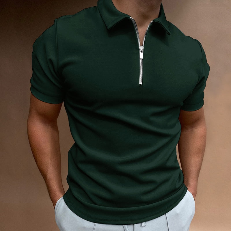 Marcus | Men's Short Sleeve Quarter Zip Polo Shirt