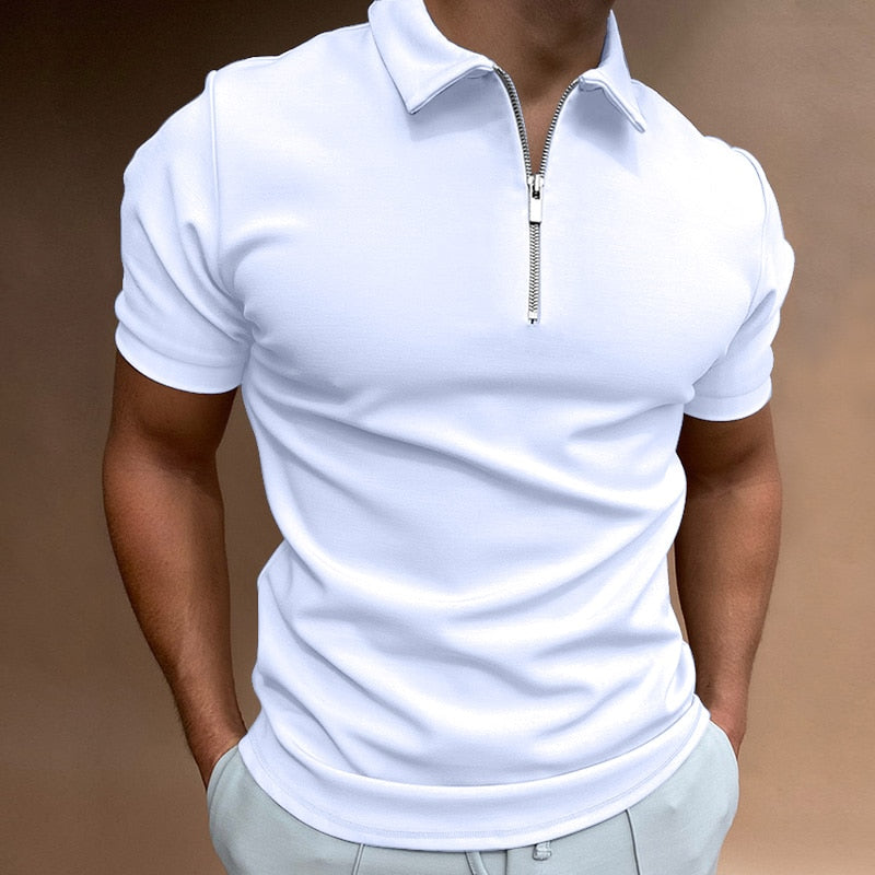 Marcus | Men's Short Sleeve Quarter Zip Polo Shirt