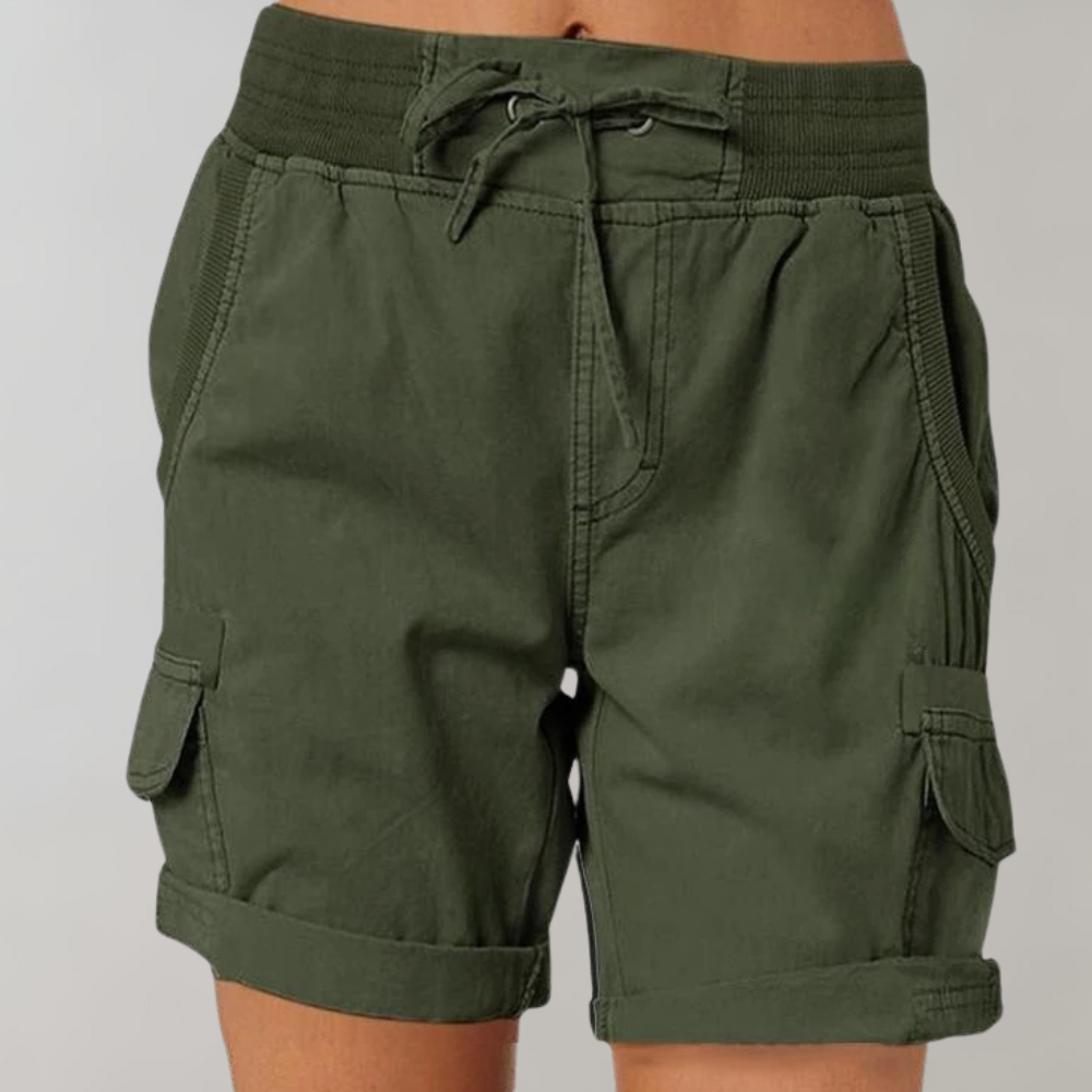 Soleste | Women's High-Waist Drawstring Cargo Shorts