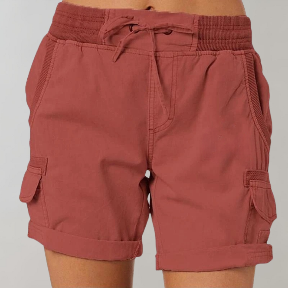Soleste | Women's High-Waist Drawstring Cargo Shorts