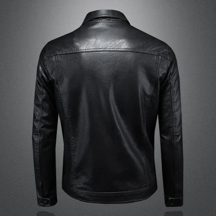 Ryder | Men's Leather Button Up Collared Trucker Jacket