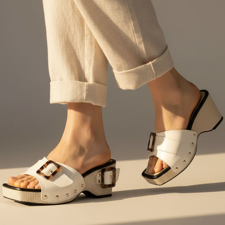 Calindra | Women's Buckle Strap Platform Slide Sandals