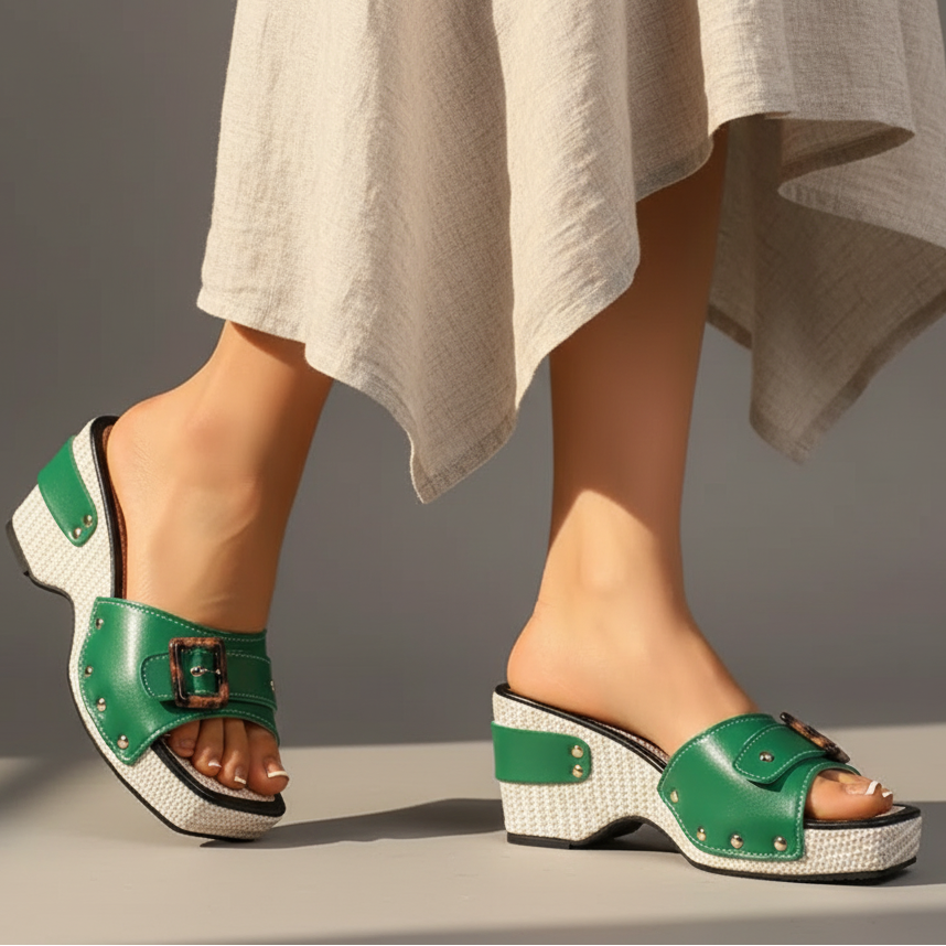 Calindra | Women's Buckle Strap Platform Slide Sandals