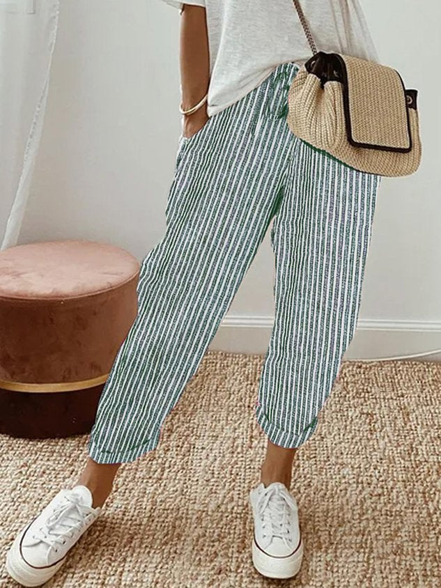 Elowyn | Relaxed Fit Linen Drawstring Trousers