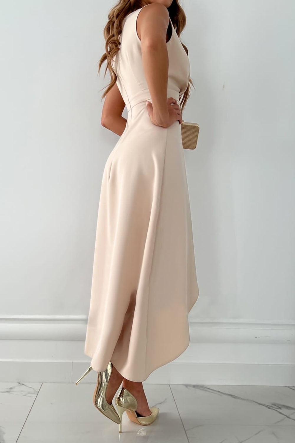 Liora | Elegant V Neck Wrap Dress with Tie Waist