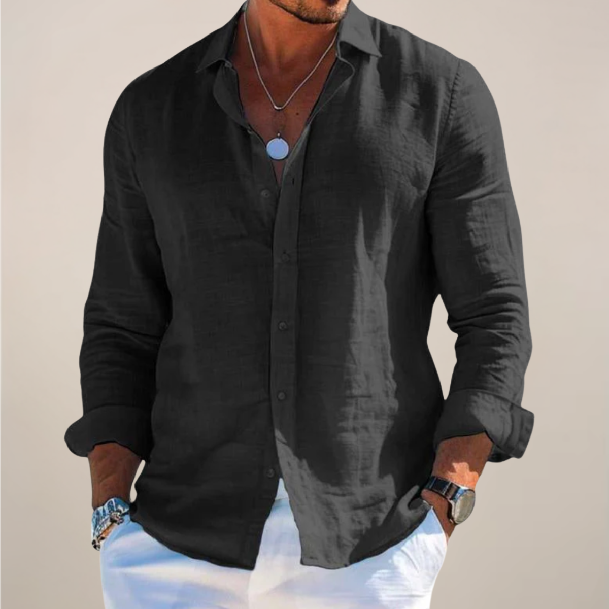 Felix | Men's Linen Long Sleeve Button Up Shirt