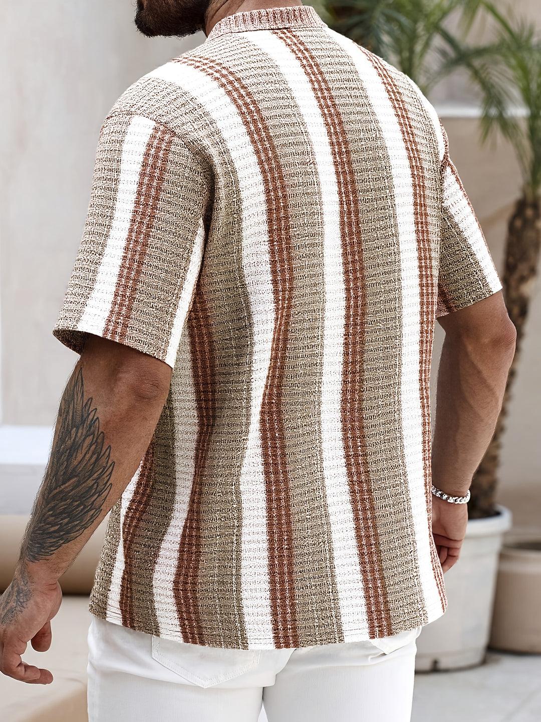 Nico | Men's Short Sleeve Striped Button Up Shirt