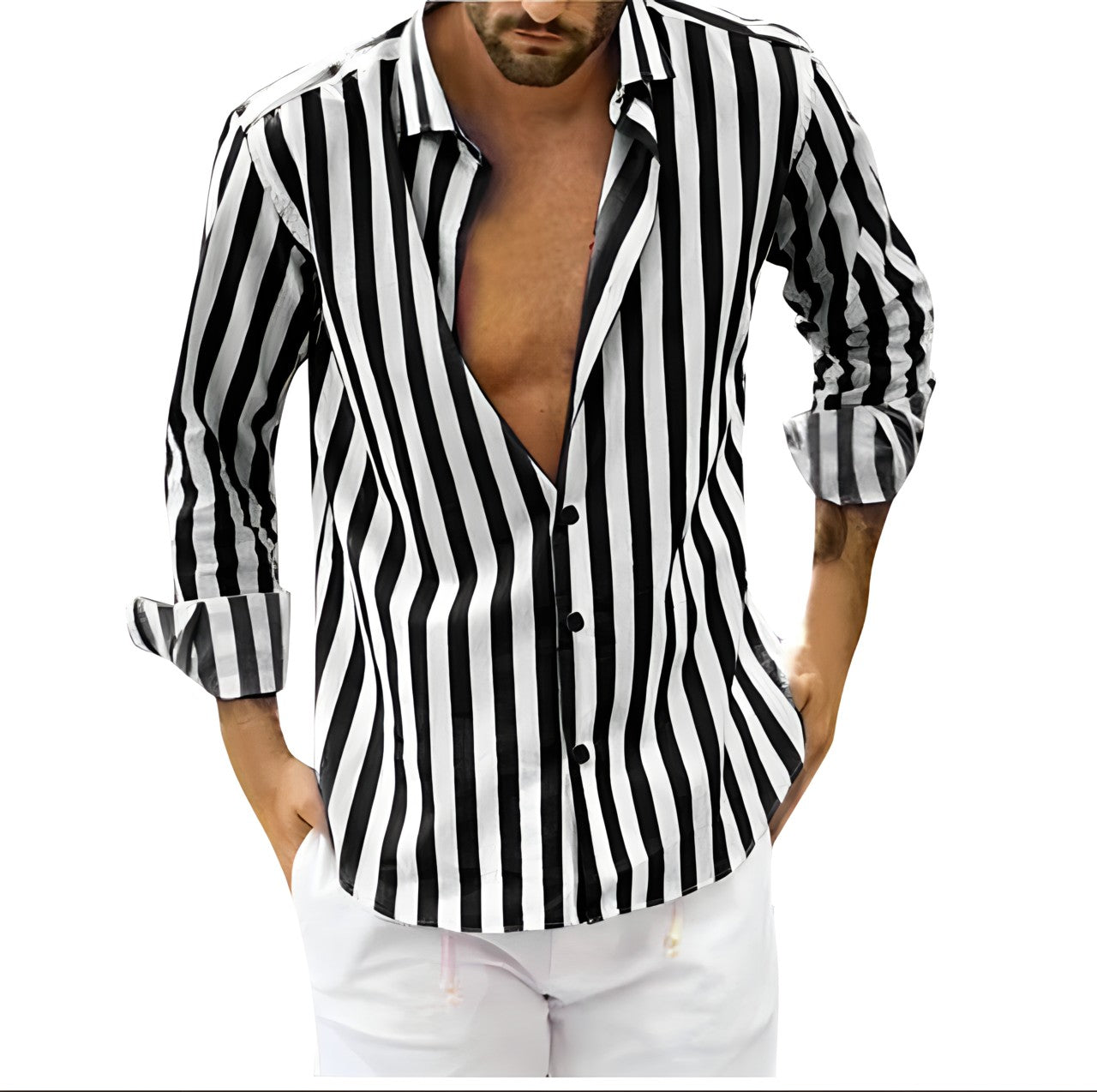 Wyatt | Men's Striped Long Sleeve Button Up Shirt