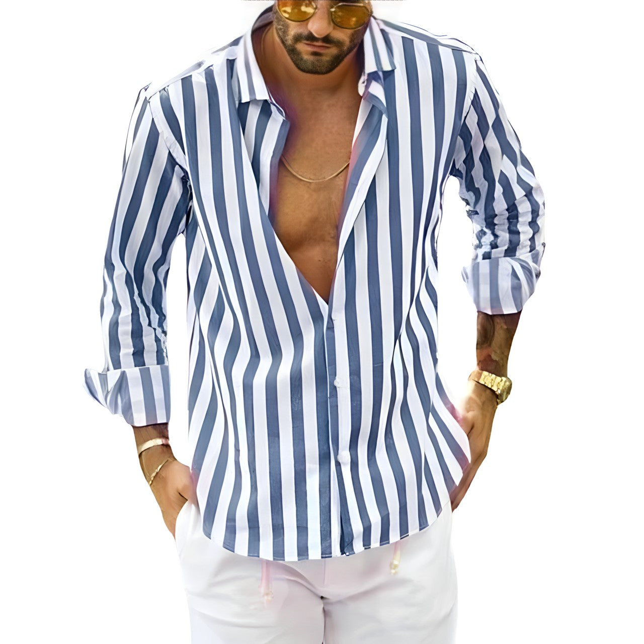Wyatt | Men's Striped Long Sleeve Button Up Shirt