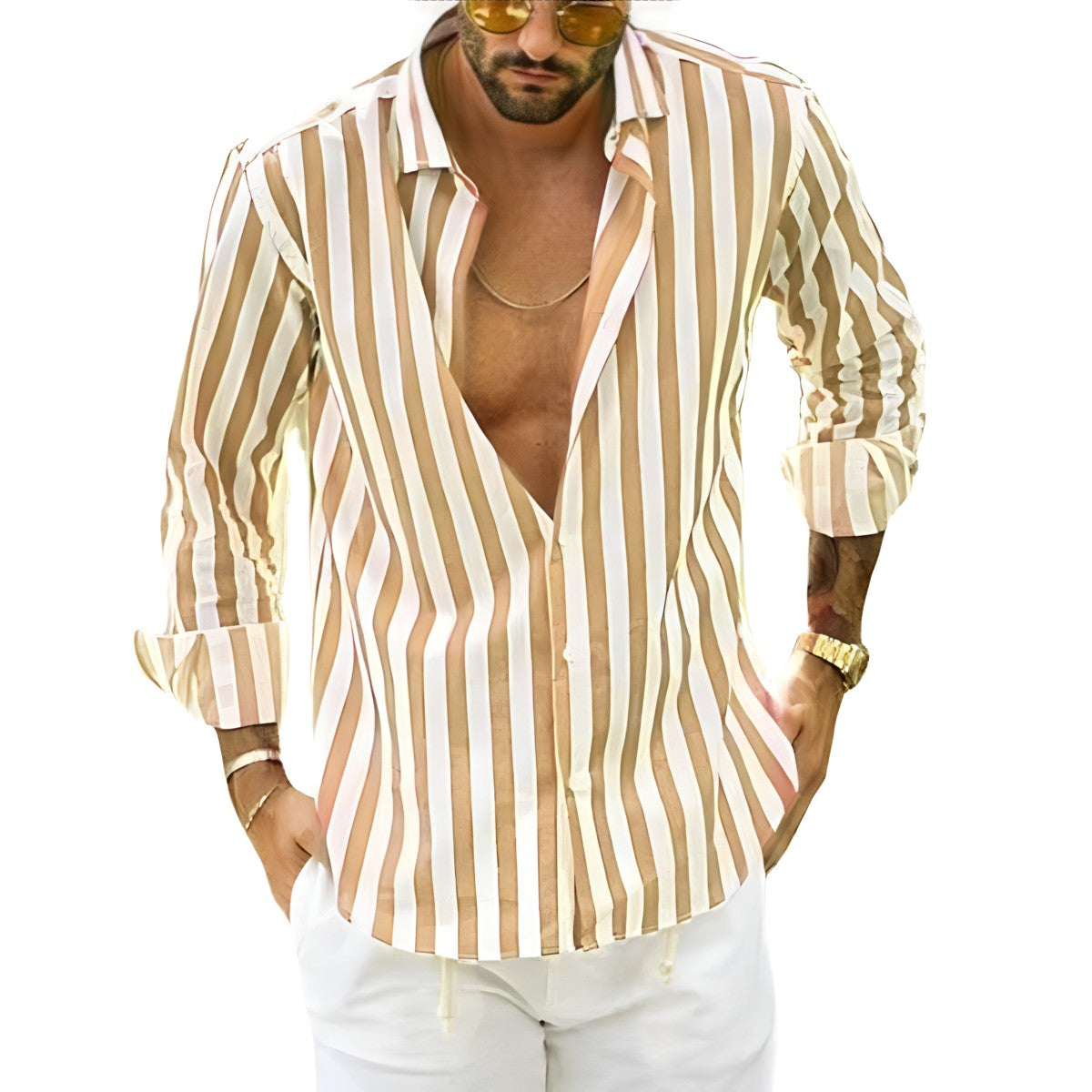 Wyatt | Men's Striped Long Sleeve Button Up Shirt